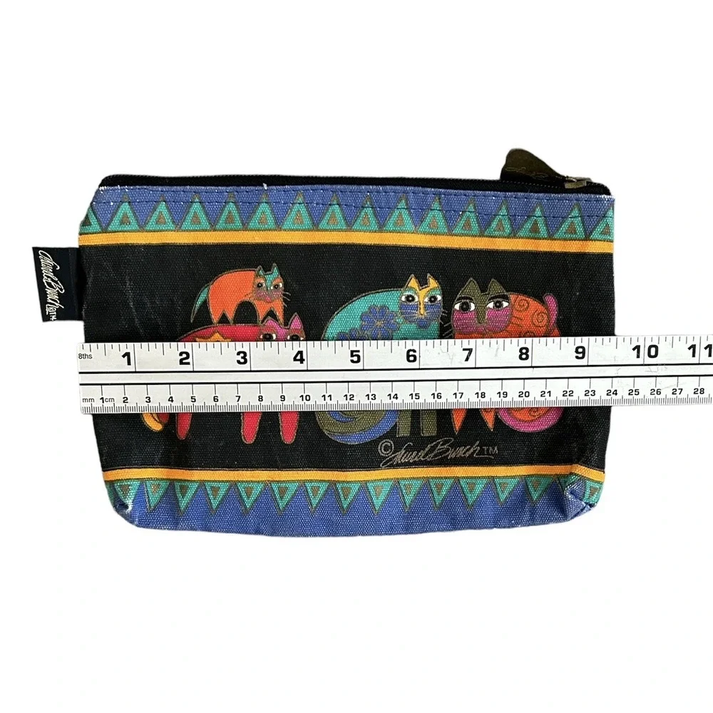 Laurel Burch Cosmetic Bag Pouch Tasai Cats Colorful Canvas‎